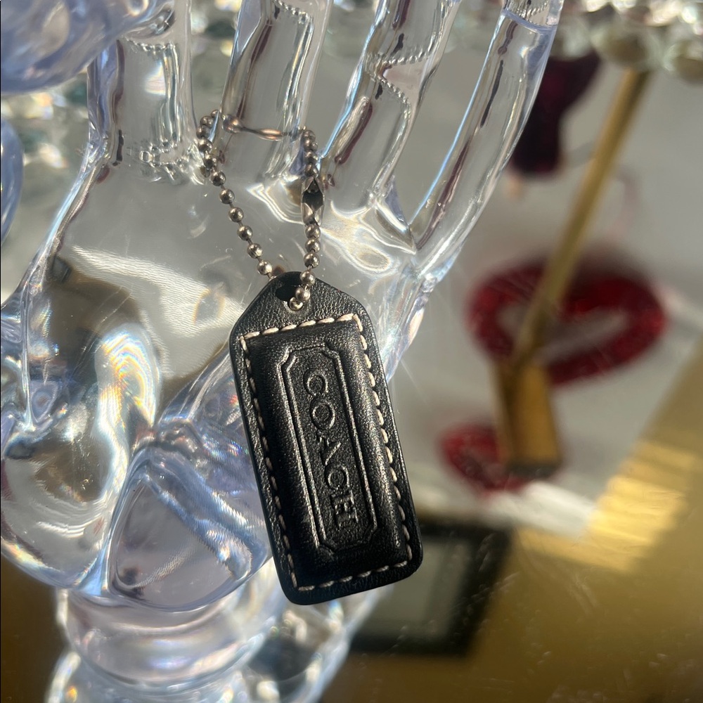 Coach Black Leather Tag Keychain or tag bag - Picture 3 of 4